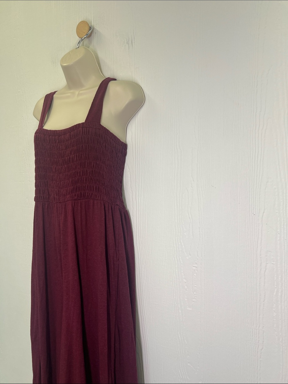 Free People - Beach Homecoming Burgundy Smocked Bodice Wide Leg Jumpsuit Small - Picture 7 of 11
